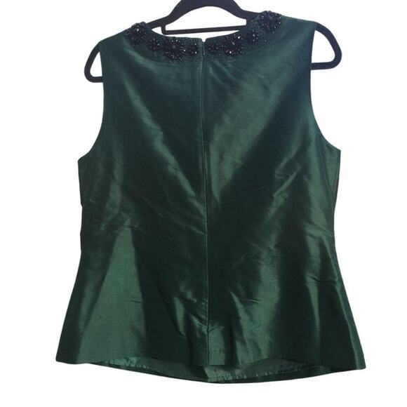 Talbots embellished top womens 12 dark green formal festive beaded shell classic - Picture 4 of 11